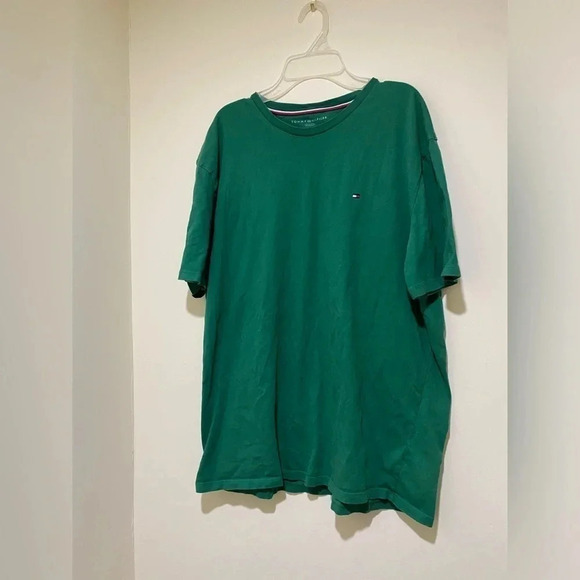 Bright Green Tommy Hilfiger  with flag Men’s T-shirt size XL causal comfortable - Picture 5 of 14